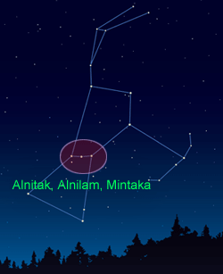 Sternbild Orion-G�rtel: Alnitak, Alnilam und Mintaka